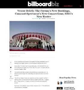 Billboard.biz: The Forum’s New Bookings