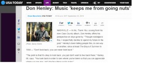 USA TODAY: Don Henley: Music ‘keeps me from going nuts’