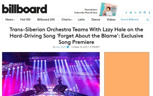 BILLBOARD: Trans-Siberian Orchestra Teams With Lzzy Hale on the Hard-Driving Song ‘Forget About the Blame’: Exclusive Song Premiere