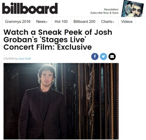 BILLBOARD: Sneak Peek of Josh Groban’s ‘Stages Live’ Concert Film: Exclusive