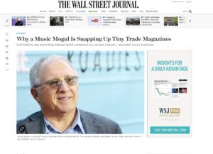 Wall Street Journal: Why a Music Mogul Is Snapping Up Tiny Trade Magazines